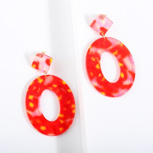 Acrylic Resin Oval Dangle Earrings For Women