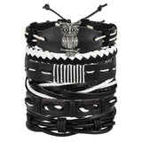 ME Vintage Leaf Feather Multilayer Leather Bracelet