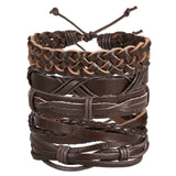 ME Vintage Leaf Feather Multilayer Leather Bracelet