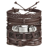 ME Vintage Leaf Feather Multilayer Leather Bracelet