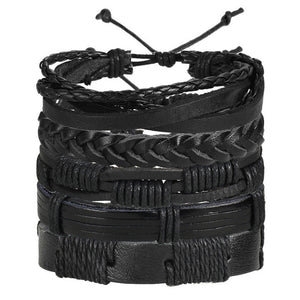 ME Vintage Leaf Feather Multilayer Leather Bracelet