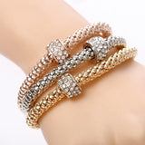 3 Set Crystal Heart Charm Bracelets & Bangles
