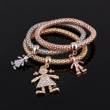 3 Set Crystal Heart Charm Bracelets & Bangles
