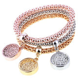 3 Set Crystal Heart Charm Bracelets & Bangles