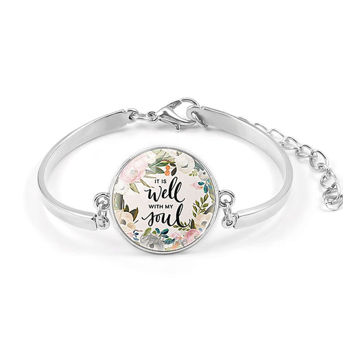 Psalm Bracelet  Art Picture Print Glass Dome Charms Bracelet