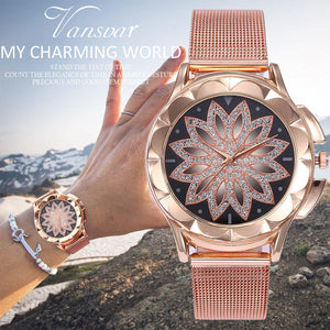 Flower Rhinestone Wrist Watches