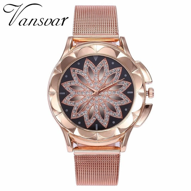 Flower Rhinestone Wrist Watches
