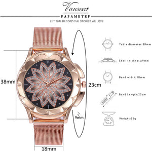 Flower Rhinestone Wrist Watches