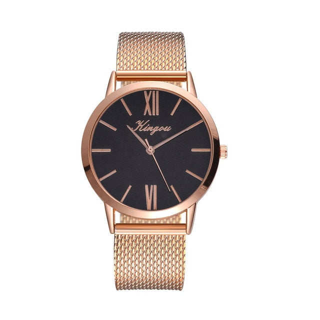 Rose Gold Sliver Mesh Stainless Steel Dail Women Watches