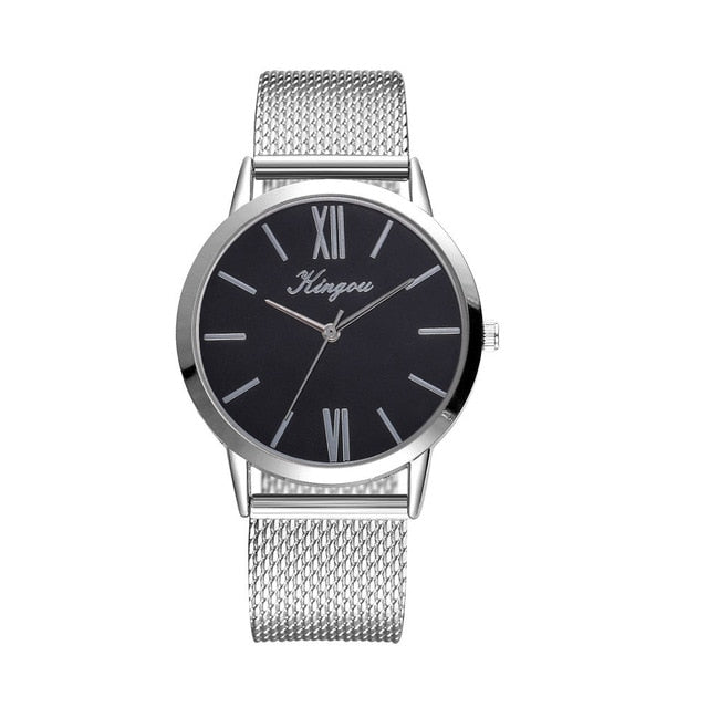 Rose Gold Sliver Mesh Stainless Steel Dail Women Watches